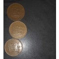 3 SOUTH AFRICAN TWO CENTS 1X 1973 1X1988 1X1989
