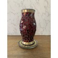 Red Glass Hurricane Candle Holder