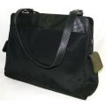 FOSSIL BLACK LEATHER AND NYLON VERY LARGE TOTE - SUITABLE FOR BUSINESS OR TRAVEL OR LAPTOP