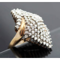 LARGE VINTAGE DIAMOND (1,3 ct) KITE-SHAPED 9CT YELLOW GOLD RING. *JEWELLER VALUATION R 28'300*