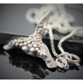 UNUSUAL VINTAGE STERLING SILVER WHALE TAIL NECKLACE. 925. INTERESTING ORGANIC DESIGN AND DETAIL!