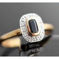 VINTAGE ART DECO SAPPHIRE AND DIAMOND 9CT YELLOW GOLD RING. *JEWELLER VALUATION R 8'848*