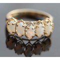 NATURAL OPAL (1,25 carats) MARQUISE CUT YELLOW GOLD RING. Sheffield Assay Hallmark.