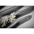 GORGEOUS NATURAL SONGEA MINED 3,23 ct SAPPHIRES STERLING SILVER RING ALL NATURAL COLOURS 7,13 gm