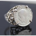 VINTAGE 1920 BRITISH COIN SET IN STERLING SILVER RING.