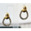 CONTEMPORARY GOLDEN HUED STERLING SILVER EARRINGS WITH DIAMOND ACCENTS