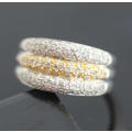 UNUSUAL 9CT WHITE & YELLOW GOLD PAVE 0,45ct DIAMOND RING *JEWELLER CERTIFICATE R16'000* LONDON ASSAY