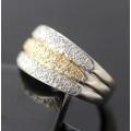 UNUSUAL 9CT WHITE & YELLOW GOLD PAVE 0,45ct DIAMOND RING *JEWELLER CERTIFICATE R16'000* LONDON ASSAY