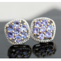 GORGEOUS VINTAGE TANZANITE 2,5ct STUD 10CT YELLOW GOLD EARRINGS AA QUALITY Cert of Authenticity incl