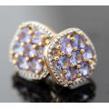 GORGEOUS VINTAGE TANZANITE 2,5ct STUD 10CT YELLOW GOLD EARRINGS AA QUALITY Cert of Authenticity incl