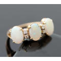 VINTAGE NATURAL OPAL 9CT YELLOW GOLD RING DIAMOND ACCENTS *JEWELLER CERTIFIED R13'000