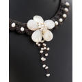 HANDMADE BAROQUE PEARL AND MOTHER OF PEARL BRAIDED COLLAR NECKLACE. VERY UNUSUAL & PRETTY!
