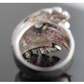 LARGE, HEAVY SOLID STERLING SILVER REAL RUBY AND EMERALD RING BROAD SHANK 9,8 grams!