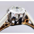 VINTAGE DIAMOND SOLITAIRE PLATINUM AND 18CT YELLOW GOLD RING COLLECTABLE VINTAGE ENGLISH - H, G & S