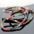 40CM SINGLE STRAND ALL-NATURAL MULTICOLOURED TOURMALINE BEAD NECKLACE WITH STERLING SILVER CLASP