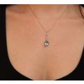 SKY BLUE 4,69 ct  NATURAL TOPAZ STERLING SILVER `T` PENDANT 44CM STERLING SILVER CHAIN