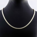 FABULOUS THICK TUBULAR FLAT CABLE 437mm STERLING SILVER NECKLACE. 925. POLISHED FACETS