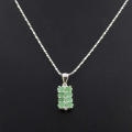 CONTEMPORARY NATURAL EMERALD RECTANGULAR STERLING SILVER PENDANT ON 39CM CHAIN. 925. HALLMARKED