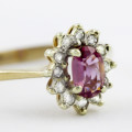 PRETTY PINK SAPPHIRE AND DIAMOND 9CT YELLOW GOLD RING. * JEWELLER EVALUATION R17`000*