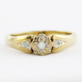 DAINTY VINTAGE DIAMOND 9CT YELLOW GOLD RING. FROM BIRMINGHAM, ENGLAND