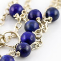 EYE-CATCHING LAPIS LAZULI STERLING SILVER T-DROP DESIGN NECKLACE. 46CM LONG NECKLACE