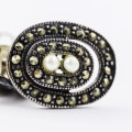 VINTAGE SEED PEARL AND CHAMPAGNE MARCASITE STERLING SILVER EARRINGS