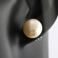 ORGANIC LARGE BAROQUE PEARL STERLING SILVER STUD EARRINGS. 925. NATURAL PINKISH IRIDESCENCE
