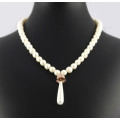 38CM NATURAL BAROQUE PEARL NECKLACE ROSE GOLD-HUED STERLING SILVER