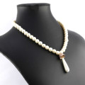 38CM NATURAL BAROQUE PEARL NECKLACE ROSE GOLD-HUED STERLING SILVER