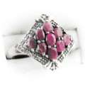 NATURAL EARTHMINED RUBY STERLING SILVER RING NATURAL DIAMOND ACCENTS JEWELLER CERT R6`500