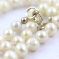 CLASSY SINGLE STRAND NATURAL PEARL NECKLACE WITH SOLID STERLING SILVER TWISTED STRAND PENDANT