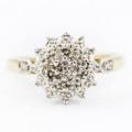 `SNOWFLAKE` DIAMOND CLUSTER 9CT YELLOW AND WHITE GOLD RING. * JEWELLER EVALUATION R12`800 *