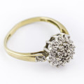`SNOWFLAKE` DIAMOND CLUSTER 9CT YELLOW AND WHITE GOLD RING. * JEWELLER EVALUATION R12`800 *