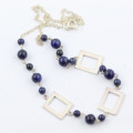 NATURAL LAPIS LAZULI AND STERLING SILVER 440MM NECKLACE. 925