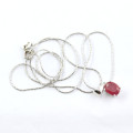PRETTY PINK NATURAL RUBY STERLING SILVER PENDANT ON A 49CM STERLING SILVER CHAIN