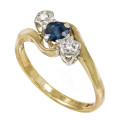 VINTAGE SAPPHIRE AND DIAMOND 9CT YELLOW and WHITE GOLD RING. 375. * JEWELLER`S EVALUATION R17`000 *