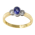CONTEMPORARY DESIGN TANZANITE AND DIAMOND 9CT YELLOW and WHITE GOLD RING VALUATION CERT R18`000