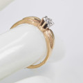 DAINTY VINTAGE DIAMOND SOLITAIRE 9CT YELLOW GOLD RING. 375. BRILLIANT CUT DIAMOND. ENGLISH HALLMARKS