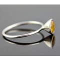 HANDCRAFTED STERLING SILVER STACKING RING WITH NATURAL 0,34ct CITRINE SOLITAIRE RAISED BEZEL SETTING
