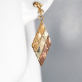 INTERESTING 9CT WHITE, YELLOW AND ROSE GOLD DROP & DANGLE EARRINGS. 375