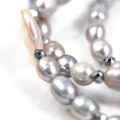 NATURAL PEARL STERLING SILVER GLASSES CHAIN. 65cm (650mm) LONG. 925