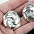 STERLING SILVER LARGE CLASSIC KNOT DESIGN STUD EARRINGS. 925