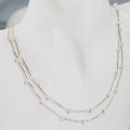 NATURAL PEARL STERLING SILVER DOUBLE STRAND NECKLACE