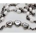 DAINTY VINTAGE STERLING SILVER HEART DESIGN PEARL PENDANT NECKLACE. 925
