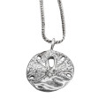 SOLID STERLING SILVER `PANSY SHELL` PENDANT NECKLACE on 60 cm LONG STERLING SILVER SNAKE LINK CHAIN