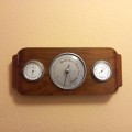 VINTAGE LUFFT BAROMETER, HYGROMETER AND THERMOMETER IN HARD WOOD WEATHERSTATION  MADE IN GERMANY