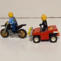 Four Lego Minifigurines And Lego Vehicles