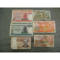 9 ZIMBABWE AND MALAWI BANKNOTES. SEE DESCRIPTION.