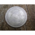 1927 UNION OF SA. HALF CROWN 11.31 GRAMS SILVER. MINTAGE ONLY 193653. KEY DATE.