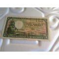 1941 SCARCE J. POSTMUS FIVE POUND BANKNOTE. ONLY ISSUE. AFR. OVER ENG.  SEE DESC.VAN RIEBEECK WATERM